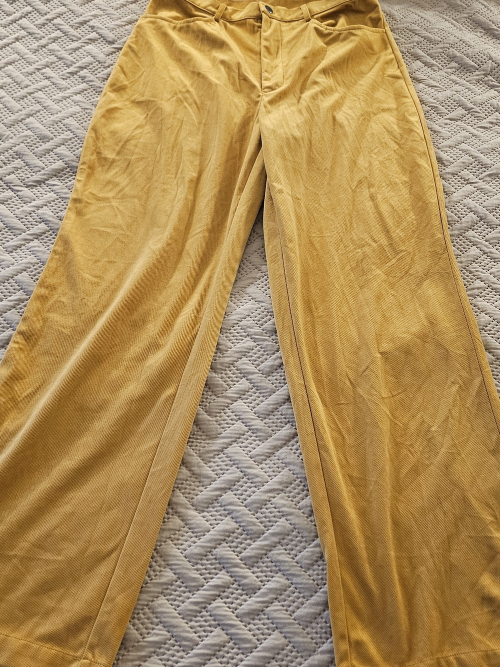 Cider Men's Golden Yellow Corduroy Wide-Leg Pants